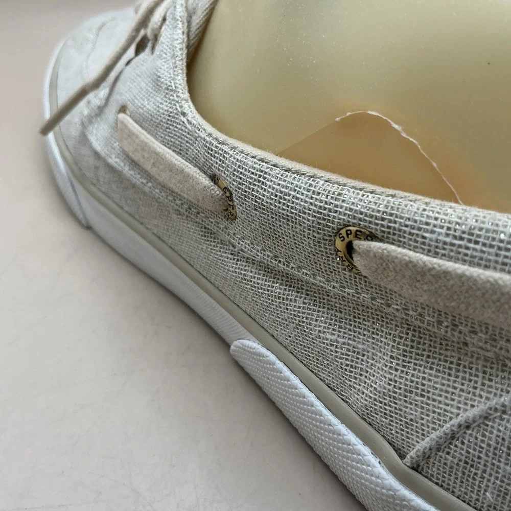 Sperry Women's Pier Boat Sparkle Canvas Boat Shoes‎ Sz 9.5 Gold Glitter STS84465